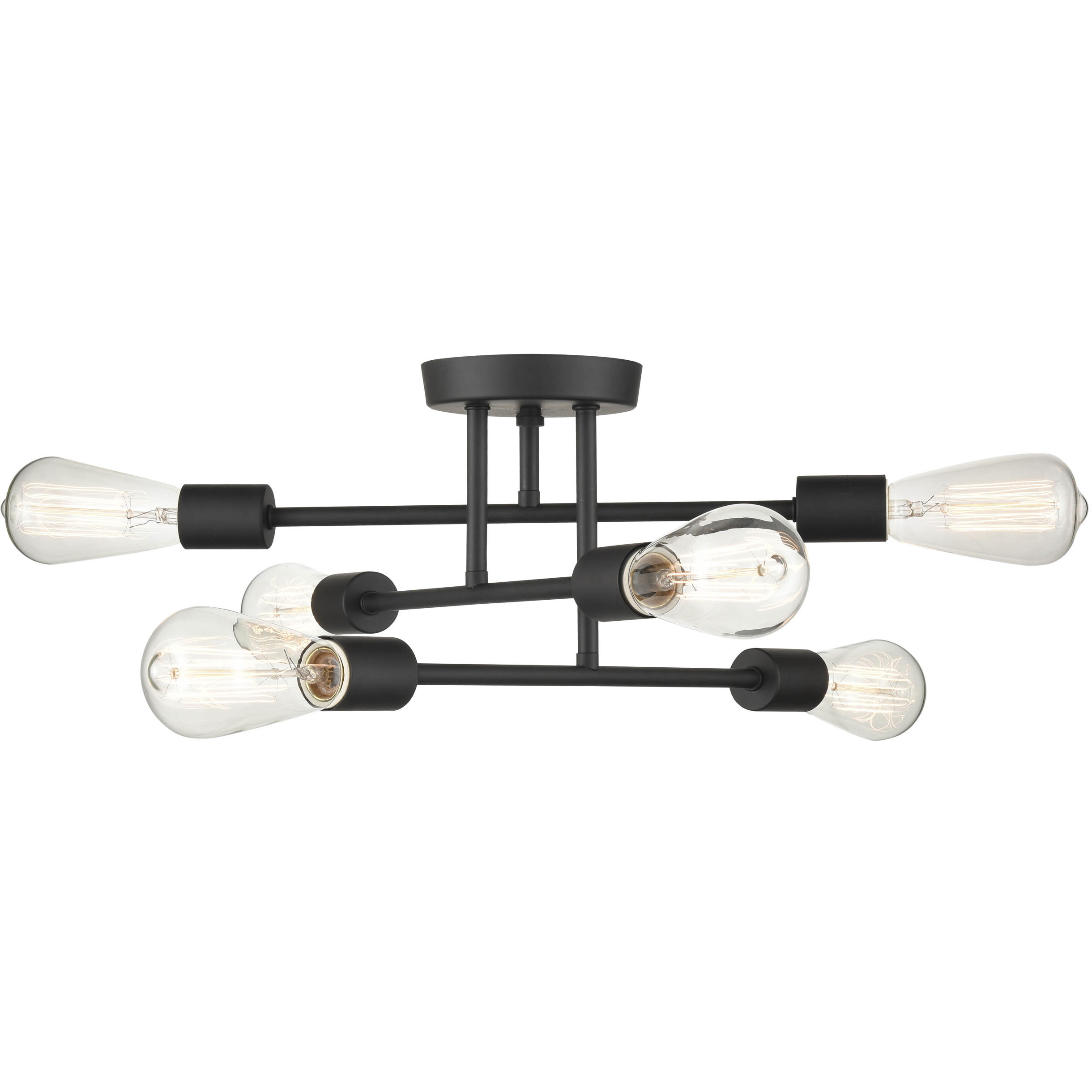 Decco 6 Light 16.75 inch Matte Black Semi-Flush Mount Ceiling Light